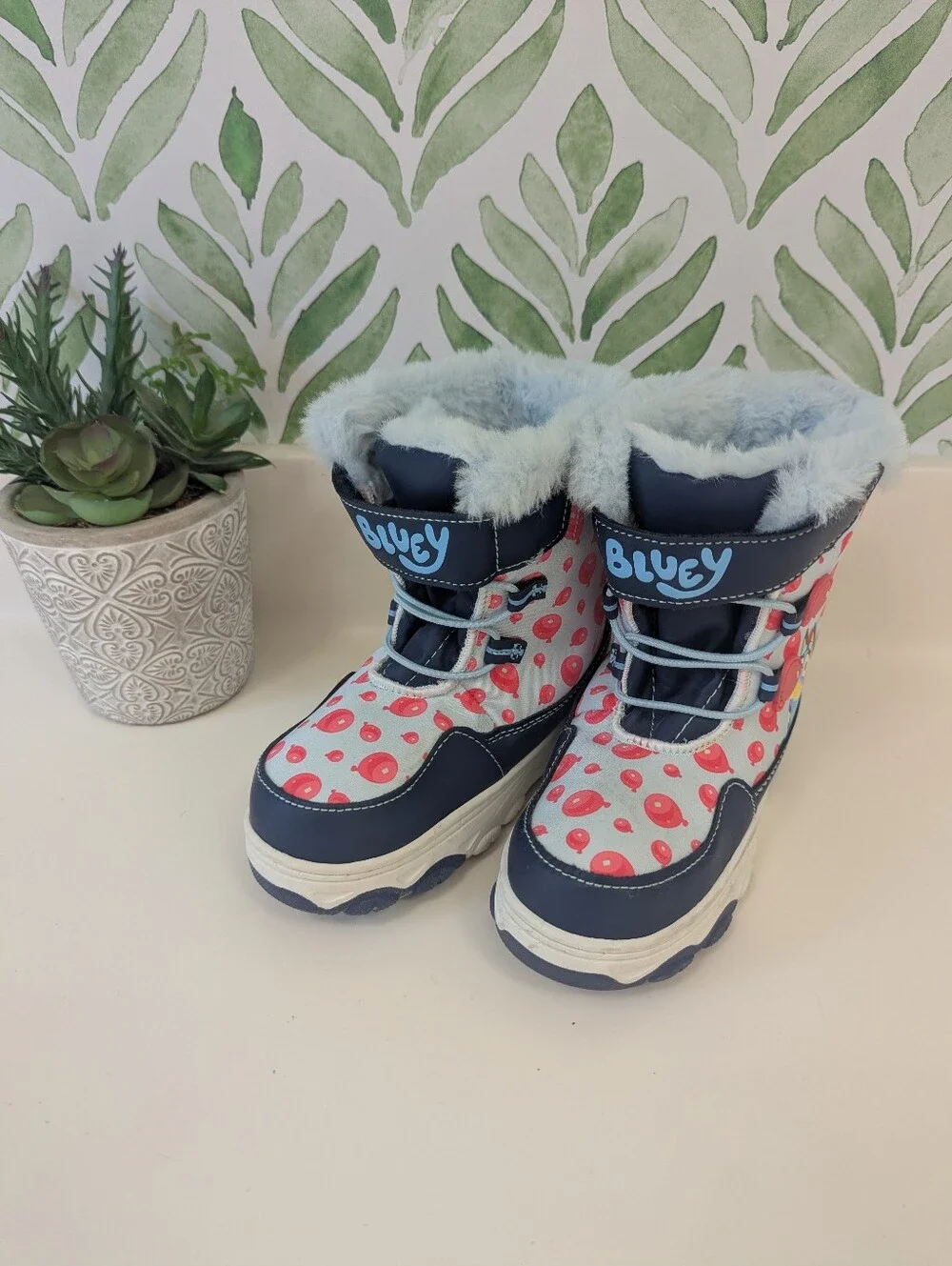 Bluey Winter Snow Boots Toddler 11 Bungee Velcro Combo Fur Lined